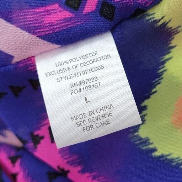 Miken Swim Multicolor Chevron Printed Tassel Side Pullover Swim Coverup Women Lg - Picture 6 of 7